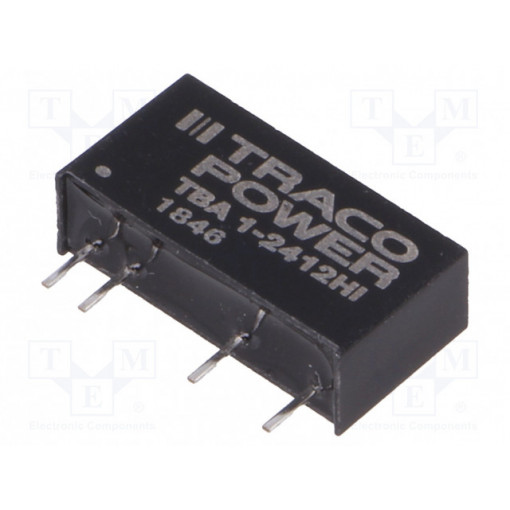 TBA 1-2412HI; Converter: DC/DC; 1W; Uin: 21.6÷26.4V; Uout: 12VDC; Iout: 84mA; SIP7; TRACO POWER