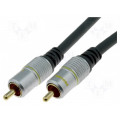 ; Cable; RCA plug,both sides; 5m; Plating: gold-plated; black; PROLINK