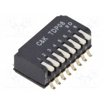 TDP08H1SBD1; Switch: DIP-SWITCH; Poles number: 8; OFF-ON; 0.025A/25VDC; Pos: 2; C&K