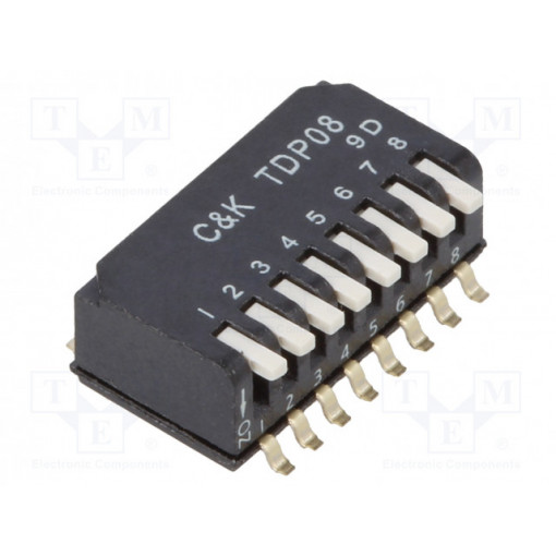 TDP08H1SBD1; Switch: DIP-SWITCH; Poles number: 8; OFF-ON; 0.025A/25VDC; Pos: 2; C&K