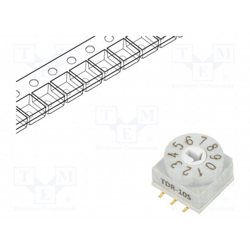 TDR-10S-TR; Encoding switch; DEC/BCD; Pos: 10; SMT; Rcont max: 80mΩ; 7Ncm; SUNGMUN ELECTRONICS CO., LTD. TDR-10S-TR; Encoding switch; DEC/BCD; Pos: 10; SMT; Rcont max: 80mΩ; 7Ncm; SUNGMUN ELECTRONICS CO., LTD.