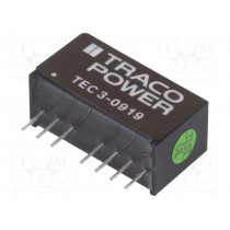 TEC 3-0919; Converter: DC/DC; 3W; Uin: 4.5÷13.2V; 9VDC; Iout: 333mA; SIP8; 4.5g; TRACO POWER