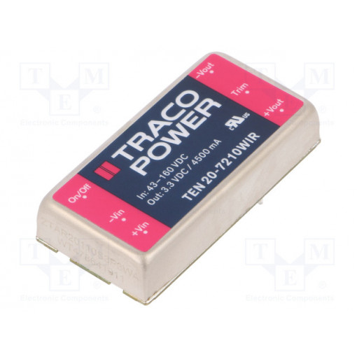 TEN 20-7210WIR; Converter: DC/DC; 20W; Uin: 43÷160V; 3.3VDC; Iout: 4500mA; 2