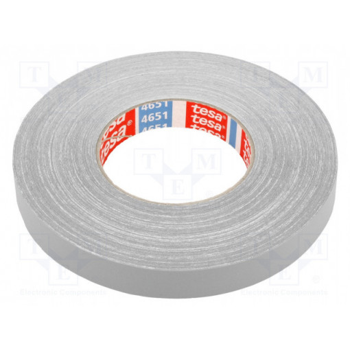 ; Tape: duct; W: 19mm; L: 50m; Thk: 310um; grey; natural rubber; 13%; TESA