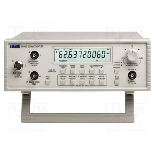 TF960; Meter: frequency; LCD; Channels: 2; f range: 0,001÷6000MHz; 5÷40°C; AIM-TTI TF960; Meter: frequency; LCD; Channels: 2; f range: 0,001÷6000MHz; 5÷40°C; AIM-TTI