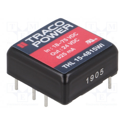 THL 15-4815WI; Converter: DC/DC; 15W; Uin: 18÷75V; 24VDC; Iout: 625mA; 1
