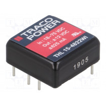 THL 15-4822WI; Converter: DC/DC; 15W; Uin: 18÷75V; Uout: 12VDC; Uout2: -12VDC; 1