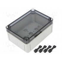 11100901; Enclosure: multipurpose; X: 94mm; Y: 130mm; Z: 57mm; TK PS; grey; IP66; SPELSBERG