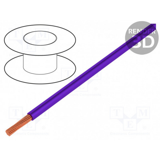 0243 002 43; Wire; TLY; stranded; Cu; 0.35mm2; violet; PVC; 150V; 500m; Class: 5; TECHNOKABEL 0243 002 43; Wire; TLY; stranded; Cu; 0.35mm2; violet; PVC; 150V; 500m; Class: 5; TECHNOKABEL