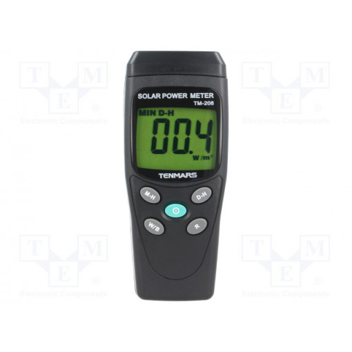TM-206; Meter: light meter; LCD (2000); 1999W/m2; 132x60x38mm; 250g; TENMARS