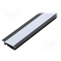FLAT8 H/U BK 1M SET PREMIUM; Profiles for LED modules; white; recessed; black; L: 1m; aluminium; TOPMET