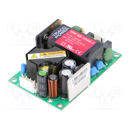 TPP 65-124A-J; Power supply: switched-mode; open; 65W; 120÷370VDC; 85÷264VAC; TRACO POWER