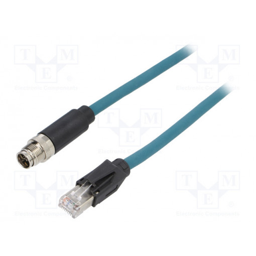 PXPTPU12FIM08XRJ010PU; Cable: for sensors/automation; PIN: 8; male; RJ45 plug,M12 male; BULGIN
