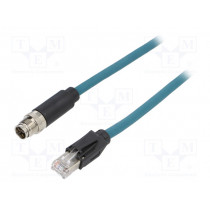 PXPTPU12FIM08XRJ100PU; Cable: for sensors/automation; PIN: 8; male; RJ45 plug,M12 male; BULGIN