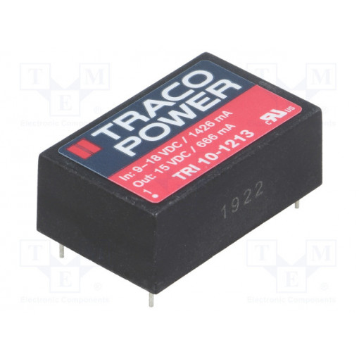 TRI 10-1213; Converter: DC/DC; 10W; Uin: 9÷18V; Uout: 15VDC; Iout: 666mA; DIP24; TRACO POWER