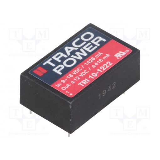 TRI 10-1222; Converter: DC/DC; 10W; Uin: 9÷18V; Uout: 12VDC; Uout2: -12VDC; DIP24; TRACO POWER