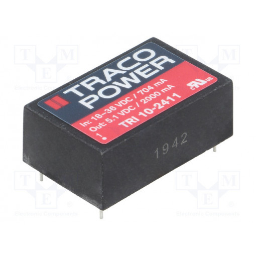 TRI 10-2411; Converter: DC/DC; 10W; Uin: 18÷36V; Uout: 5.1VDC; Iout: 2A; DIP24; TRACO POWER