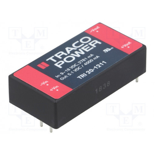TRI 20-1211; Converter: DC/DC; 20W; Uin: 9÷18V; Uout: 5.1VDC; Iout: 4A; 2