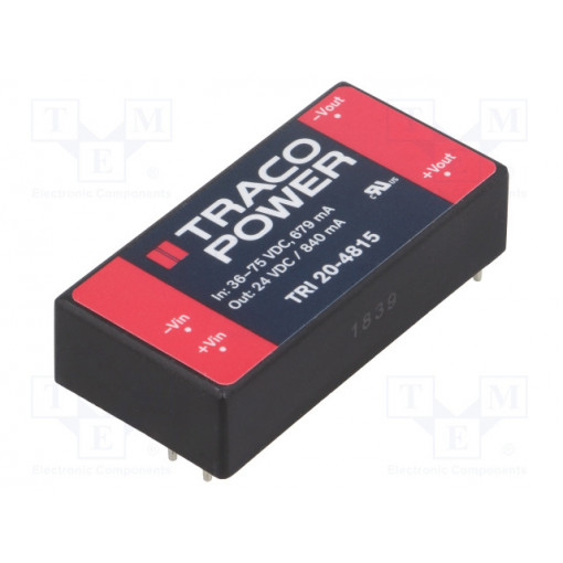 TRI 20-4815; Converter: DC/DC; 20W; Uin: 36÷75V; Uout: 24VDC; Iout: 840mA; 2