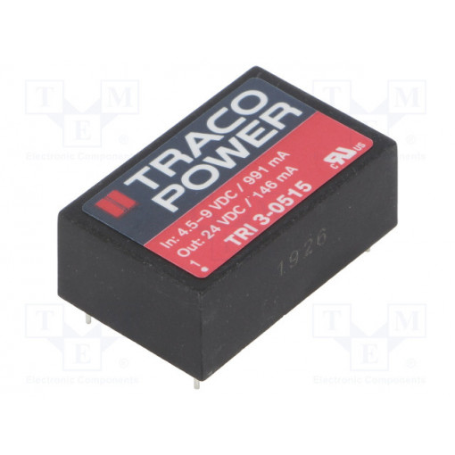 TRI 3-0515; Converter: DC/DC; 3.5W; Uin: 4.5÷9V; Uout: 24VDC; Iout: 146mA; DIP24; TRACO POWER