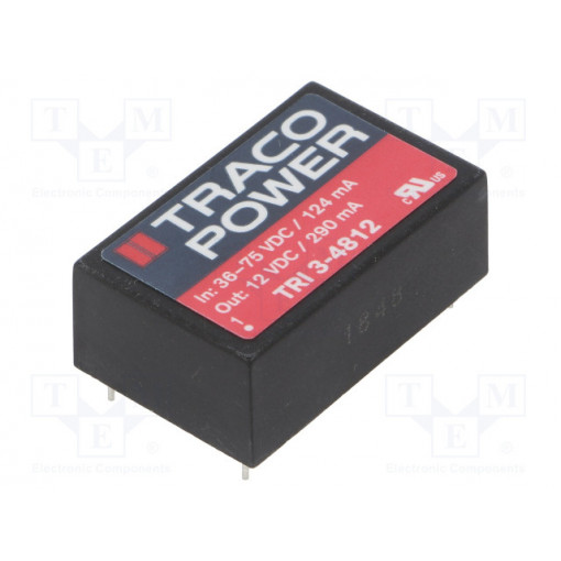 TRI 3-4812; Converter: DC/DC; 3.5W; Uin: 36÷75V; Uout: 12VDC; Iout: 290mA; DIP24; TRACO POWER
