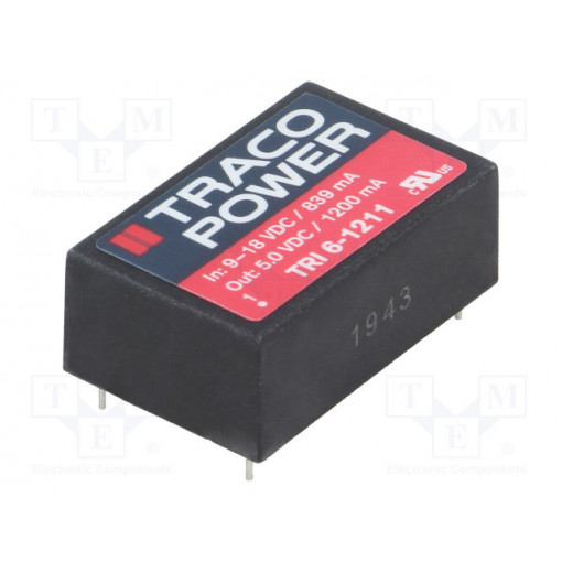 TRI 6-1211; Converter: DC/DC; 6W; Uin: 9÷18V; Uout: 5VDC; Iout: 1.2A; DIP24; 15.5g; TRACO POWER