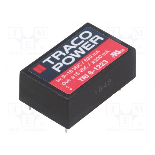 TRI 6-1223; Converter: DC/DC; 6W; Uin: 9÷18V; Uout: 15VDC; Uout2: -15VDC; DIP24; TRACO POWER