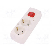 GN-270SWS BI; Connector: AC supply; female; splitter; 2P+PE; 250VAC; 16A; white; JONEX