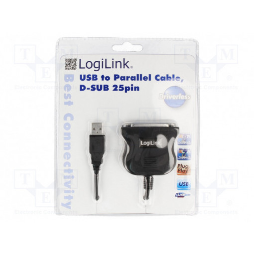 UA0054A; Adapter USB-LPT; USB 1.1; USB A plug,D-Sub 25pin LPT socket; LOGILINK