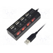 UA0128; Hub USB; USB 2.0; PnP; Number of ports: 4; 480Mbps; LOGILINK