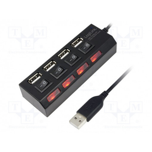 UA0128; Hub USB; USB 2.0; PnP; Number of ports: 4; 480Mbps; LOGILINK