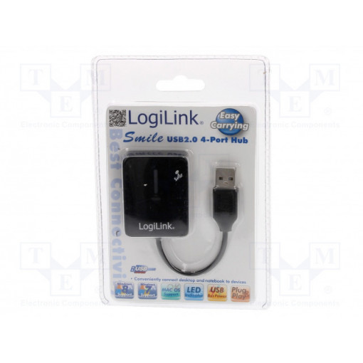 UA0139; Hub USB; USB 1.1,USB 2.0; PnP; black; Number of ports: 4; 480Mbps; LOGILINK