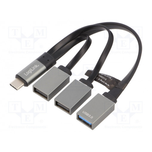 UA0315; Hub USB; USB 3.0,USB 3.1; PnP; black; Number of ports: 3; LOGILINK