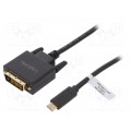 UA0332; Adapter; DVI-D (24+1) plug,USB C plug; 3m; Colour: black; LOGILINK