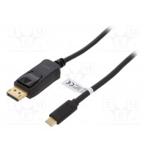 UA0335; Adapter; DisplayPort plug,USB C plug; 1.8m; Colour: black; LOGILINK