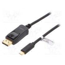 UA0336; Adapter; DisplayPort plug,USB C plug; 3m; Colour: black; LOGILINK