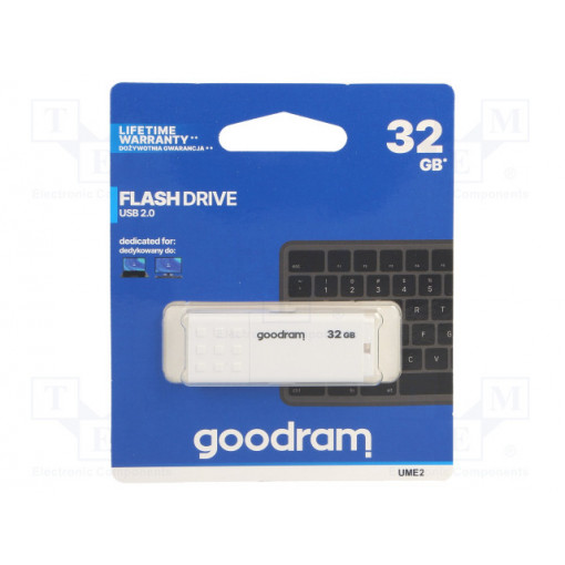 UME2-0320W0R11; Pendrive; USB 2.0; 32GB; Read: 20MB/s; Write: 5MB/s; Colour: white; GOODRAM