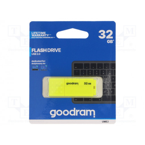 UME2-0320Y0R11; Pendrive; USB 2.0; 32GB; Read: 20MB/s; Write: 5MB/s; Colour: yellow; GOODRAM