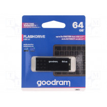 UME3-0640K0R11; Pendrive; USB 3.0; 64GB; Read: 60MB/s; Write: 20MB/s; Colour: black; GOODRAM