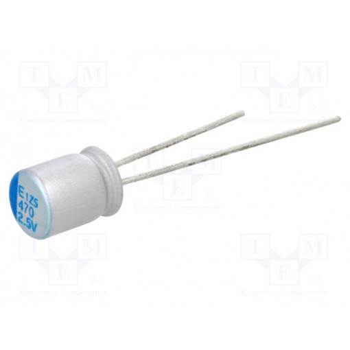 UPE0E471MNN6308; Capacitor: polymer; 470uF; 2.5VDC; ESR: 8mΩ; THT; ±20%; -55÷105°C; Elite