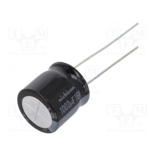URS1C102MHD1TO; Capacitor: electrolytic; THT; 1000uF; 16VDC; Ø12.5x12.5mm; ±20%; NICHICON