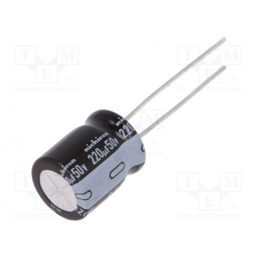 URZ1H221MPD1TD; Capacitor: electrolytic; THT; 220uF; 50VDC; Ø10x12.5mm; Pitch: 5mm; NICHICON