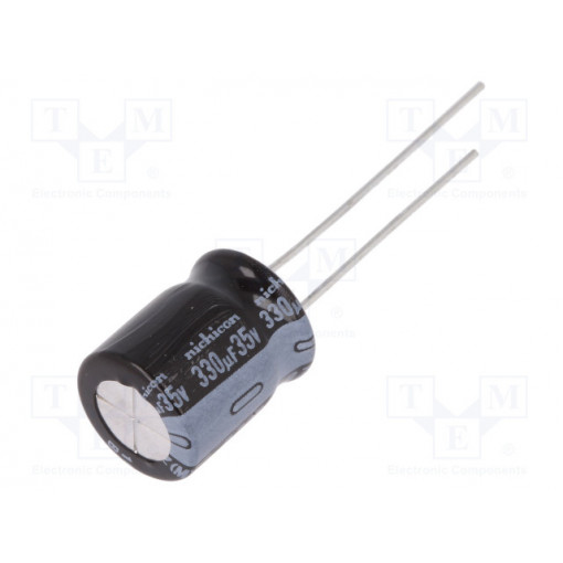 URZ1V331MPD1TD; Capacitor: electrolytic; THT; 330uF; 35VDC; Ø10x12.5mm; Pitch: 5mm; NICHICON