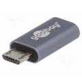 55553; Adapter; USB 2.0; USB B micro plug,USB C socket; Colour: grey; Goobay