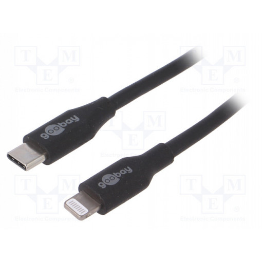 39445; Cable; USB 2.0; Apple Lightning plug,USB C plug; 1m; black; 87W; Goobay