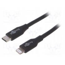 39447; Cable; USB 2.0; Apple Lightning plug,USB C plug; 2m; black; 87W; Goobay