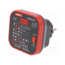UT07B-EU; Tester: power socket tester; 3 LED; Plug: EU; 230VAC; 50÷60Hz; UNI-T