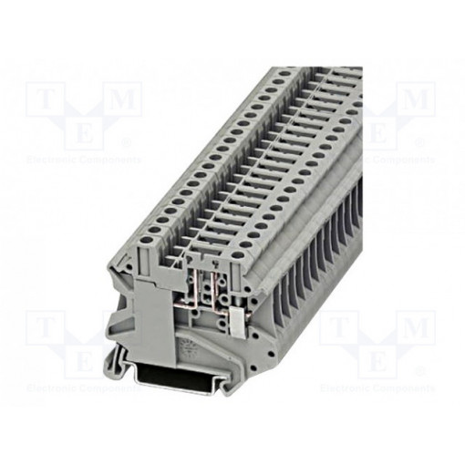 UT 4-TG 3046142; Splice terminal: rail; 0.14÷6mm2; ways: 1; terminals: 2; grey; TS35; PHOENIX CONTACT