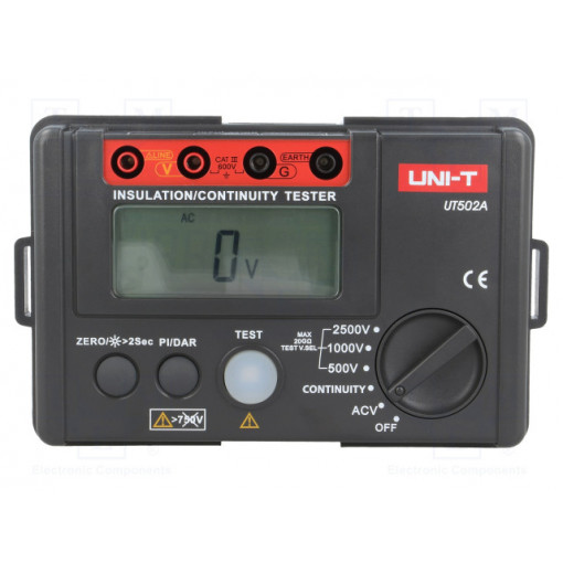 UT502A; Meter: insulation resistance; LCD (2000),with a backlit; UNI-T