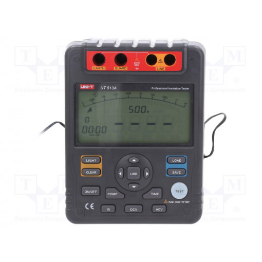 UT513A; Meter: insulation resistance; Bargraph: 30segm; VAC: 1÷30/600V; UNI-T